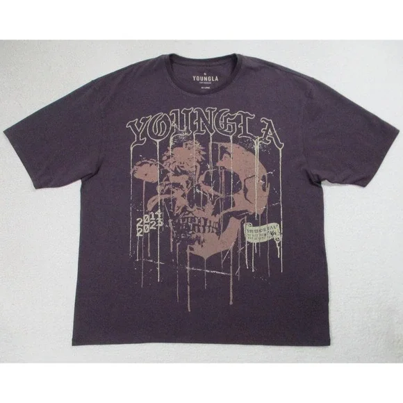 YoungLA Shirt Mens 2XL Dark Purple Skull Immortal‎ Graphic T-Shirt Streetwear